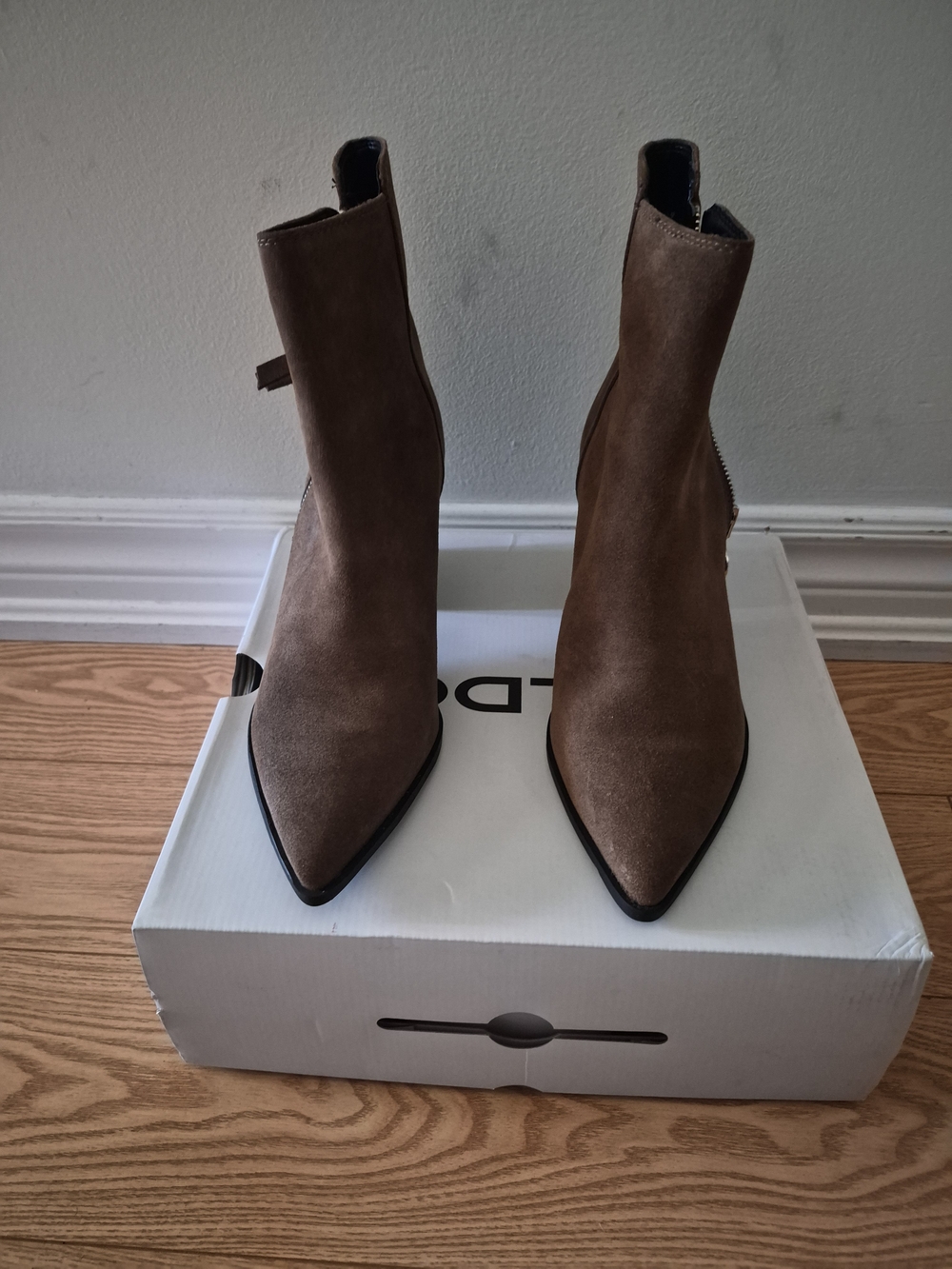 Aldo Brown Pointed-Toe Suede Ankle Booties